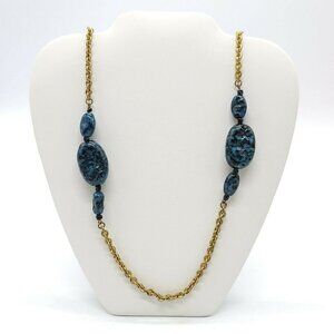 Miriam Haskell 1960s Art Glass Faux Lapis Beaded